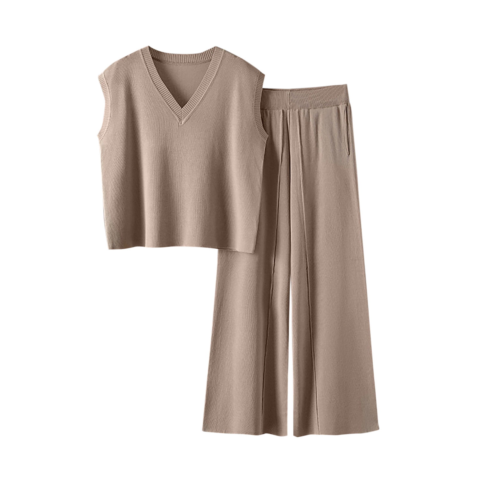 RYDCOT Lounge Sets for Women Petite 2 Piece Long Pants Knit