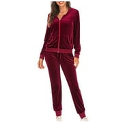 BBabaCats Women's Casual Tracksuit Velour Sweatsuits 2 Piece Set Velvet Outfits Comfy Lounge Sets Sweatshirts and Sweatpants