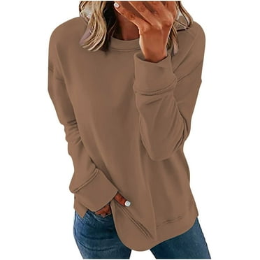 BBabaCats Women's Pullover Sweatshirts Long Sleeve Crewneck Fall Tops Loose Fit Casual Sweatshirt Solid Trendy Sweater