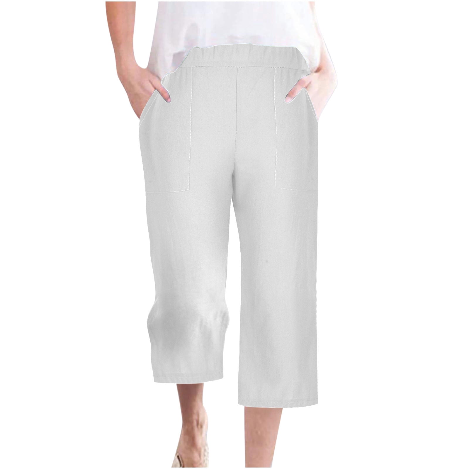 BBabaCats Women's Wide Leg Capris Pants Baggy Casual Summer Pants High ...