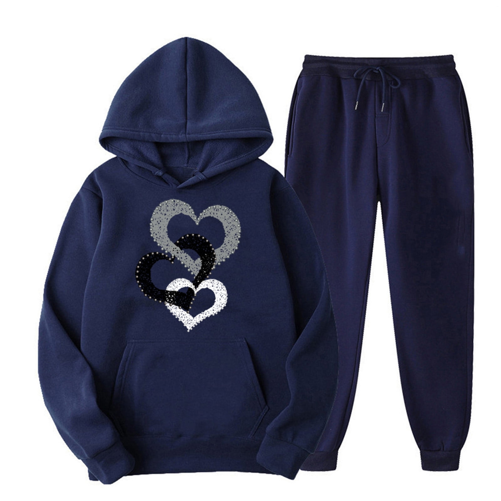 BBabaCats Womens Sweatsuits 2 Piece Set Fashion Fall Tracksuit Heart