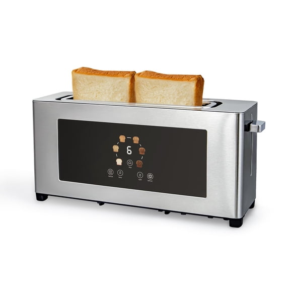 BBday 2 Slice with Touch Screen, Slim For Long Slice, 1.6" Wide Slot, 6 Browning Levels, 1000W Fast Heating, Slim Stainless Steel Design for Bagels, Baguettes, Compact Kitchen & RV Use Y101