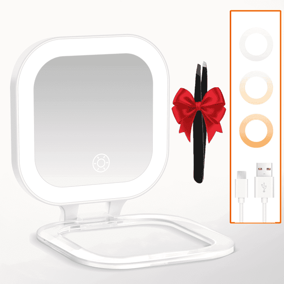 BBeauty Planet Pocket Mirror, 1X/25X Magnification LED Compact Travel Makeup Mirror with Light