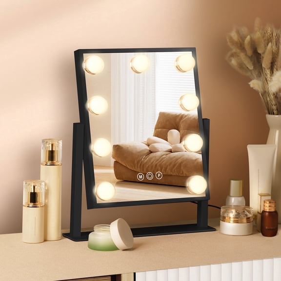 BBeauty Planet Vanity Mirror with Lights, Hollywood Lighted Vanity Makeup Mirror, 10x Magnification, Black