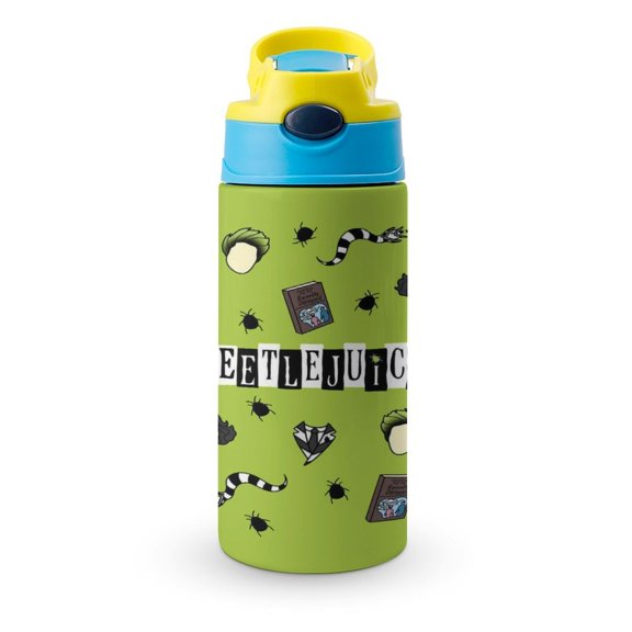 BBeetlejui-c Water Bottle with Straw Lid Vacuum Insulated Stainless Steel Double Walled Leakproof Tumbler Travel Cup 12oz