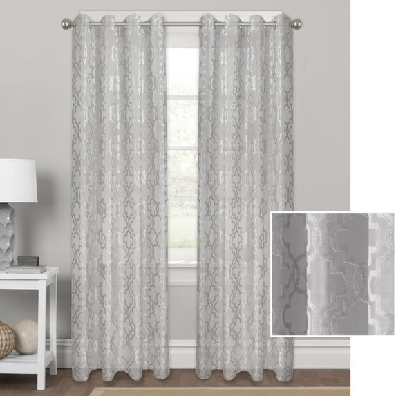 BBetter Homes & Gardens Sheer Velvet Cross Cut Trellis Curtain Panel