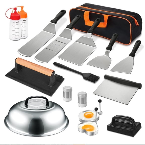 BBilaBu 17 Pcs BBQ Grill Tools Set,Heavy Duty Stainless Steel Grill Accessories Kit,With Carry Bag