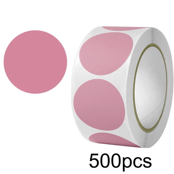 BBilaBu 500 Pcs 1 Inch Colored Dot Stickers, Vibrant Round Labels for DIY Crafts, Scrapbooking, Gift Wrapping, Multi-Color Adhesive Dots Roll (Pink)