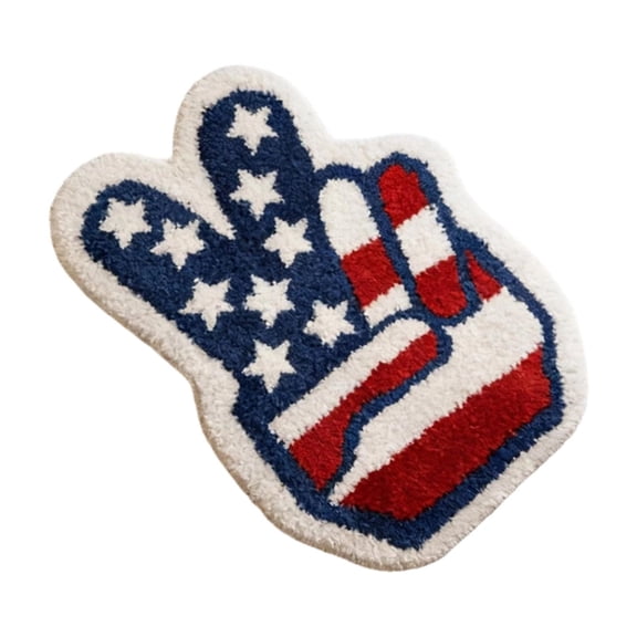 BBilaBu American Flag Peace Finger Bathroom Rugs,32x20 Inch,Soft and Absorbent,Tufted Rug Non Slip Washable,Patriotic Bathroom Decor