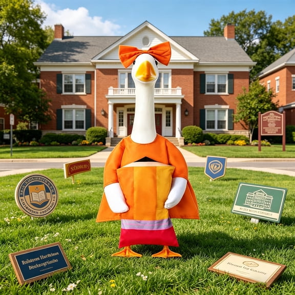 BBilaBu Back to School Porch Goose Outfit 23" Classroom Goose Clothes Lawn School Garden Patio Yard Outdoor Decorations (Orange)