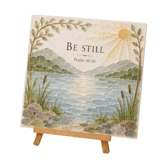 BBilaBu Christian Sea Glass Style Acrylic Art Kit, DIY Bible Verse Mosaic Craft with Inspirational Scripture Design for Adults, Faith Home Decor, Wall Art, Shelf Display and Religious Gift (B)