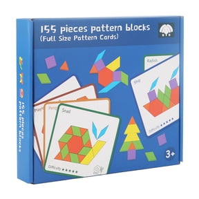 BBilaBu Color Wooden Pattern Blocks Shapes,Geometric Tangram Puzzle with Activity Cards, 150 PCS Educational T0y
