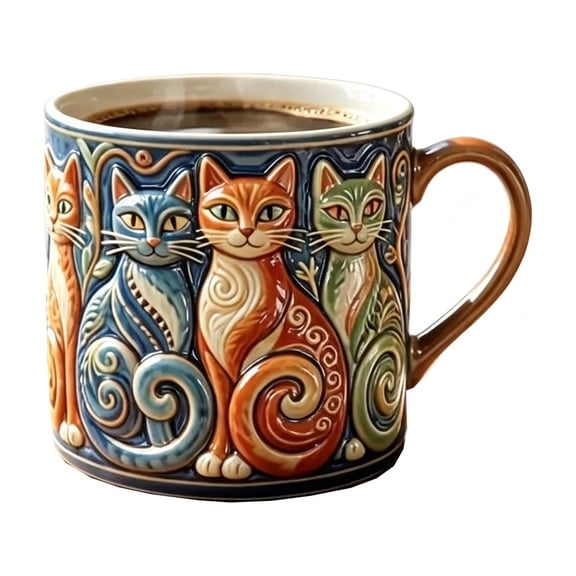 BBilaBu Cute Cat Coffee Mug for Cat Lovers,Large Ceramic Tea Cup wit Handle,Ideal for Hot and Cold Drinks