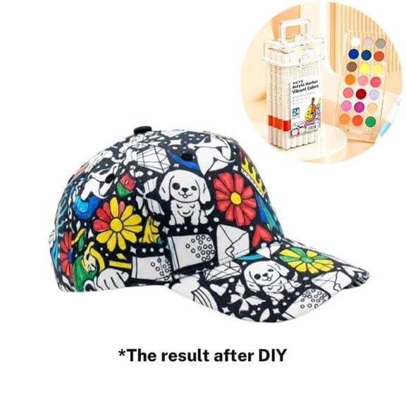 BBilaBu DIY Coloring Baseball Cap Adult,USA Sports Theme Customizable Graffiti Baseball Cap,Washable Doodle Trucker Hat with 24 Color Pens,Creative Gift for Sports Enthusiasts Men Women