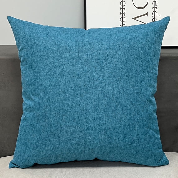 BBilaBu Decorative Square Throw Pillow with Insert, Soft Linen-Like Cover for Couch Bedroom, Machine Washable Cushion, 17.7x17.7 Inch (Blue)