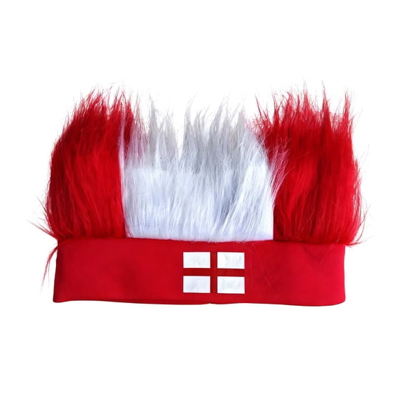 BBilaBu England Hairy Headband Wigs for Men Women,Red White Blue Cheering Fan Funny Party Crazy Hair Hat,Soccer Cup Fans Cosplay Costume