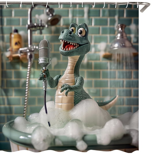BBilaBu Funny Dinosaur Shower Curtain Set,Fun Cartoon Animal,Bathroom Accessories Art,.Home Decor