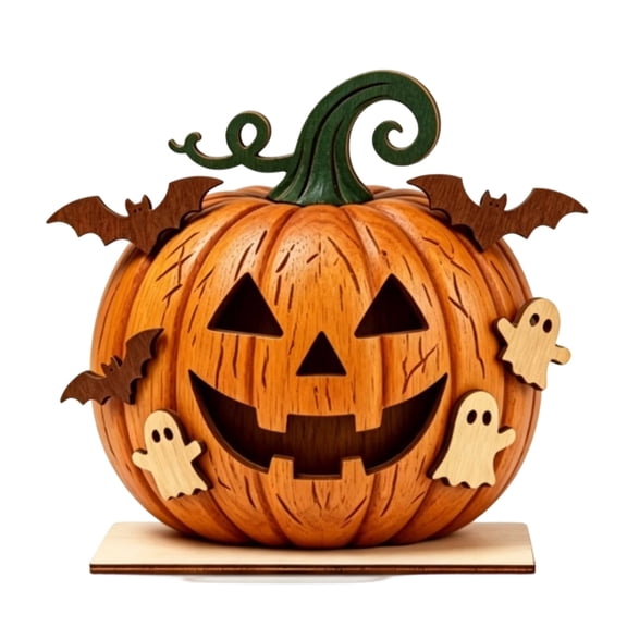 BBilaBu Halloween Wooden Pumpkin Decorations, Halloween Tabletop Centerpiece Gnome Decoration, for Home Indoor Holiday Party Decor