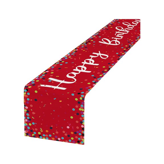 BBilaBu Happy Birthday Table Runner,Party Supplies,Reusable Table Decor,For Dining Room Kitchen Home,72*13Inch
