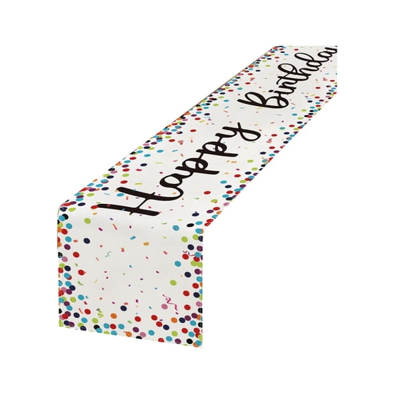 BBilaBu Happy Birthday Table Runner,Party Supplies,Reusable Table Decor,For Dining Room Kitchen Home,72*13Inch