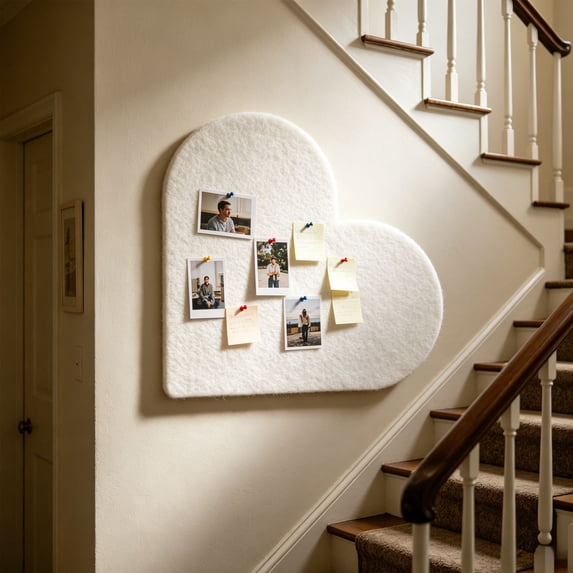 BBilaBu Heart Shaped Cork Bulletin Board,15.7x15.7 Inch Decorative Memo and Photo Pin Board,for Home Office, Bedroom