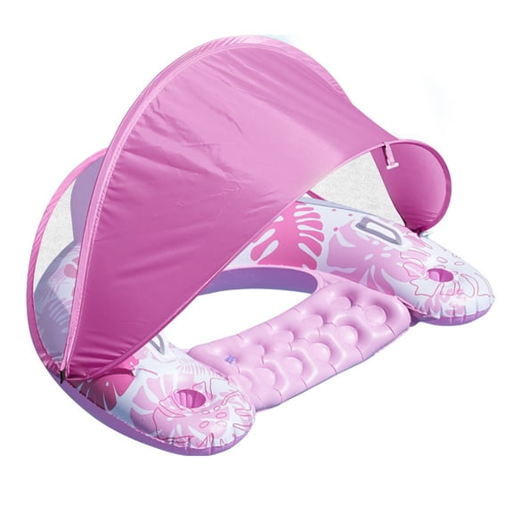 BBilaBu Pool Float with Canopy,Pool Chair Lounge Float with Adjustable Sun Shade Cover ,Inflatable Pool Float for Adults