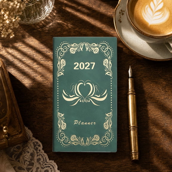 BBilaBu Portable 2027 Daily Planner, Schedule Notebook and Agenda Journal for Work Tasks, To Do Lists, Notes, Appointments, Travel, Home Office and Daily Plans, Desk Planning (Green)