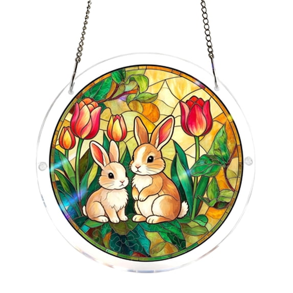 BBilaBu Rabbit Acrylic Puzzle Suncatcher ,DIY Puzzles Window Hanging, Home & Garden Decor,7.4In