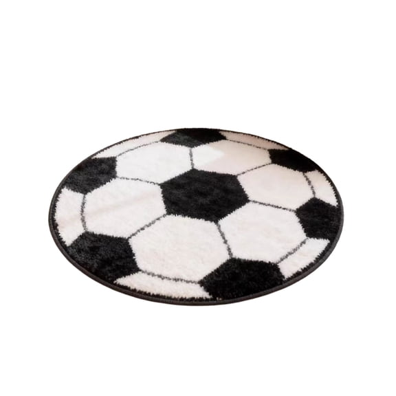 BBilaBu Soccer Rug,Washable Sports Round Rug for Kids Room, Soccer Room Decor(15.7x15.7x1.57In)
