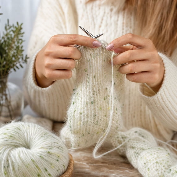 BBilaBu Speckled Acrylic Yarn Ball, Cream Green Speckle, 50g Knitting ...