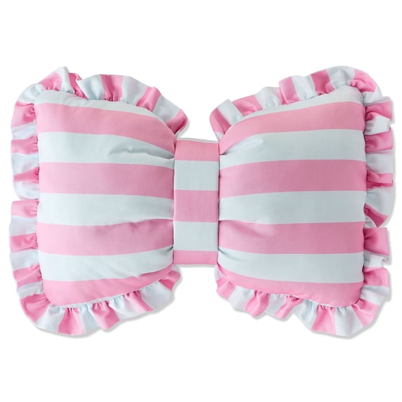 BBilaBu Striped Bow Decorative Pillow, Easter Throw Cushion with Ruffled Edge, Spring Home Accent