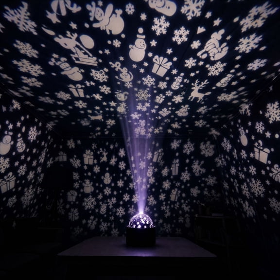 BBilaBu USB Christmas Star Projector Night Light, Dome Holiday Pattern Projection Lamp with Snowflakes, Snowman and Gift Scenes for Bedroom Walls, Ceiling and Seasonal Decor, Black