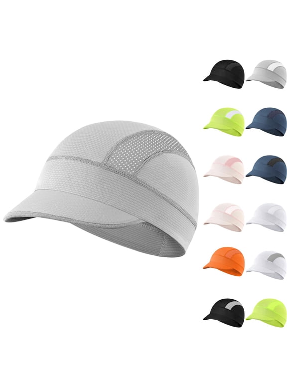 Cycling Cap, Cooling Skull Cap Helmet Liner with Sun Visor, Sun Protection Running Bike Cap for Men Women Under Helmet,Light pink(one size)