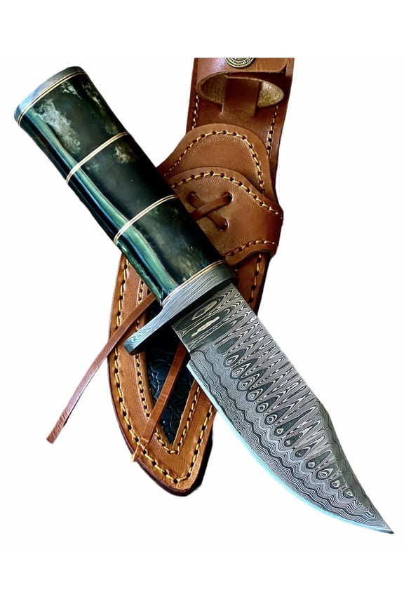 BC-307 Limited Edition - Custom Handmade Damascus Steel knife -Coloured Bone Handle