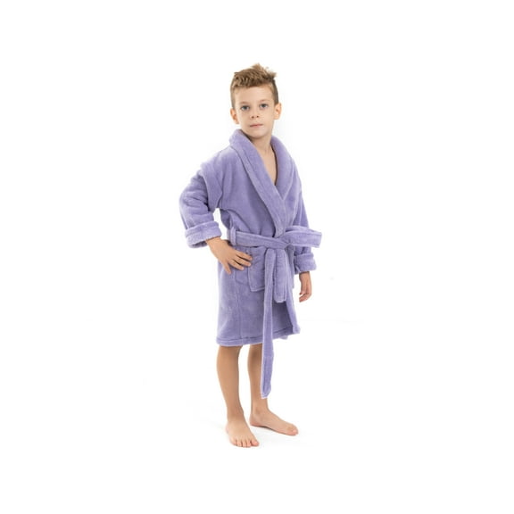BC BARE COTTON Bare Cotton Kids Microfiber Fleece Shawl Robe - Boys - Lavender - Medium