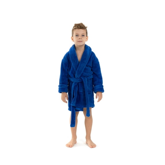 BC BARE COTTON Bare Cotton Kids Microfiber Fleece Shawl Robe - Girls - Royal Blue - XXLarge