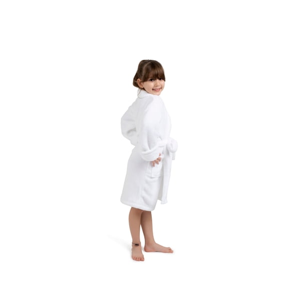 BC BARE COTTON Bare Cotton Kids Microfiber Fleece Shawl Robe - Girls - White - XLarge