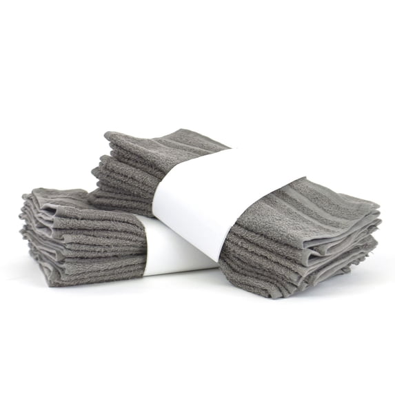 BC BARE COTTON Eco Cotton Washcloths - Cam Border - Gray - Set of 24