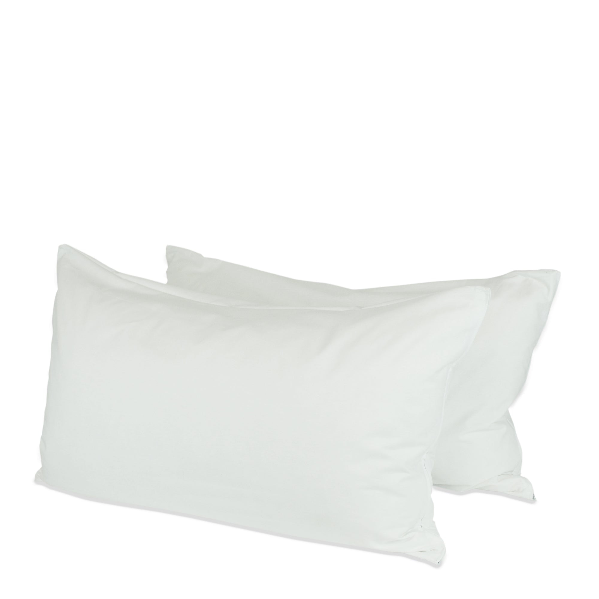 White Cotton Blend Zippered Queen Pillow Protectors, Set of 2