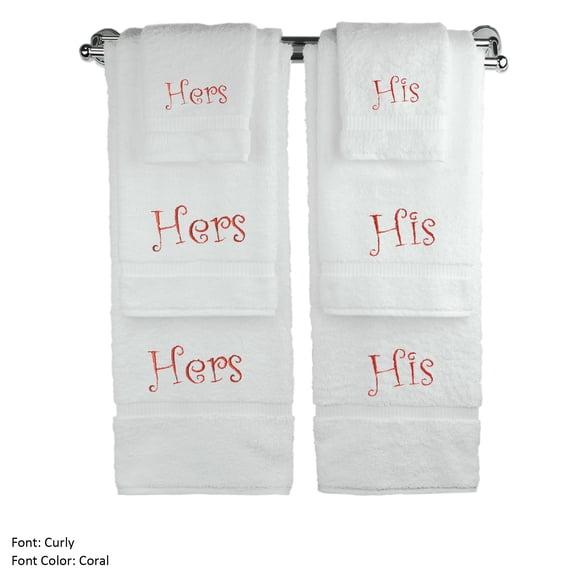 BC BARE COTTON Luxury Hotel & Spa Hers and His Six Piece Towel Set Wedding Engagement