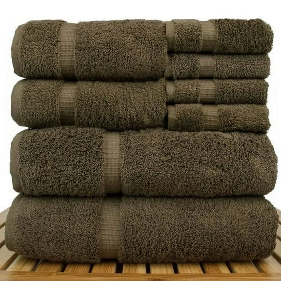 BC BARE COTTON Luxury Hotel & Spa Quality, Highly Absorbent 100% Turkish Cotton, 750+ GSM, Eco Friendly Towel, 2 Bath Towel, 2 Hand Towel, 4 Washcloths (8 Piece, Cocoa) (566-413)