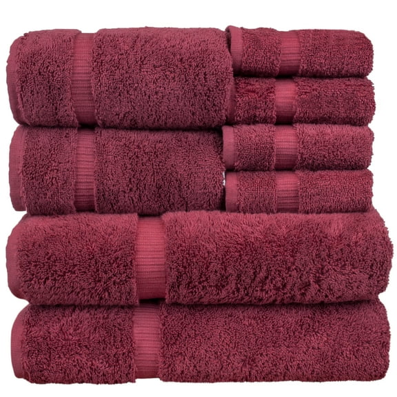 BC BARE COTTON Luxury Hotel & Spa Quality, Highly Absorbent 100% Turkish Cotton, 750+ GSM, Eco Friendly Towel, 2 Bath Towel, 2 Hand Towel, 4 Washcloths (8 Piece, Cranberry) (566-414)