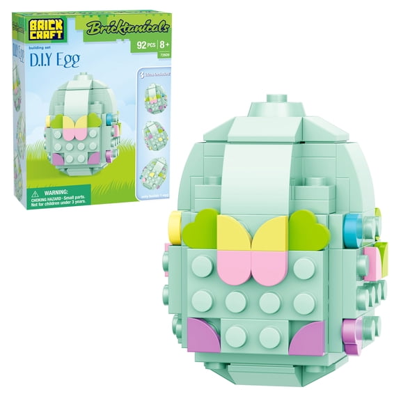Brickcraft Bricktanicals D.I.Y Egg Building Kit (92-Piece Set), Easter Egg Brick Toy, Customizable Design, 3 Build Ideas Included, Spring Craft Activity, Easter Basket Stuffer, Creative Gift for Kids