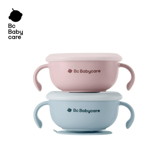 BC Babycare 3-IN-1 Suction Snack Bowl, Baby and Toddler Bowls, BPA-free, Multicolor, Unisex, 2 Pack