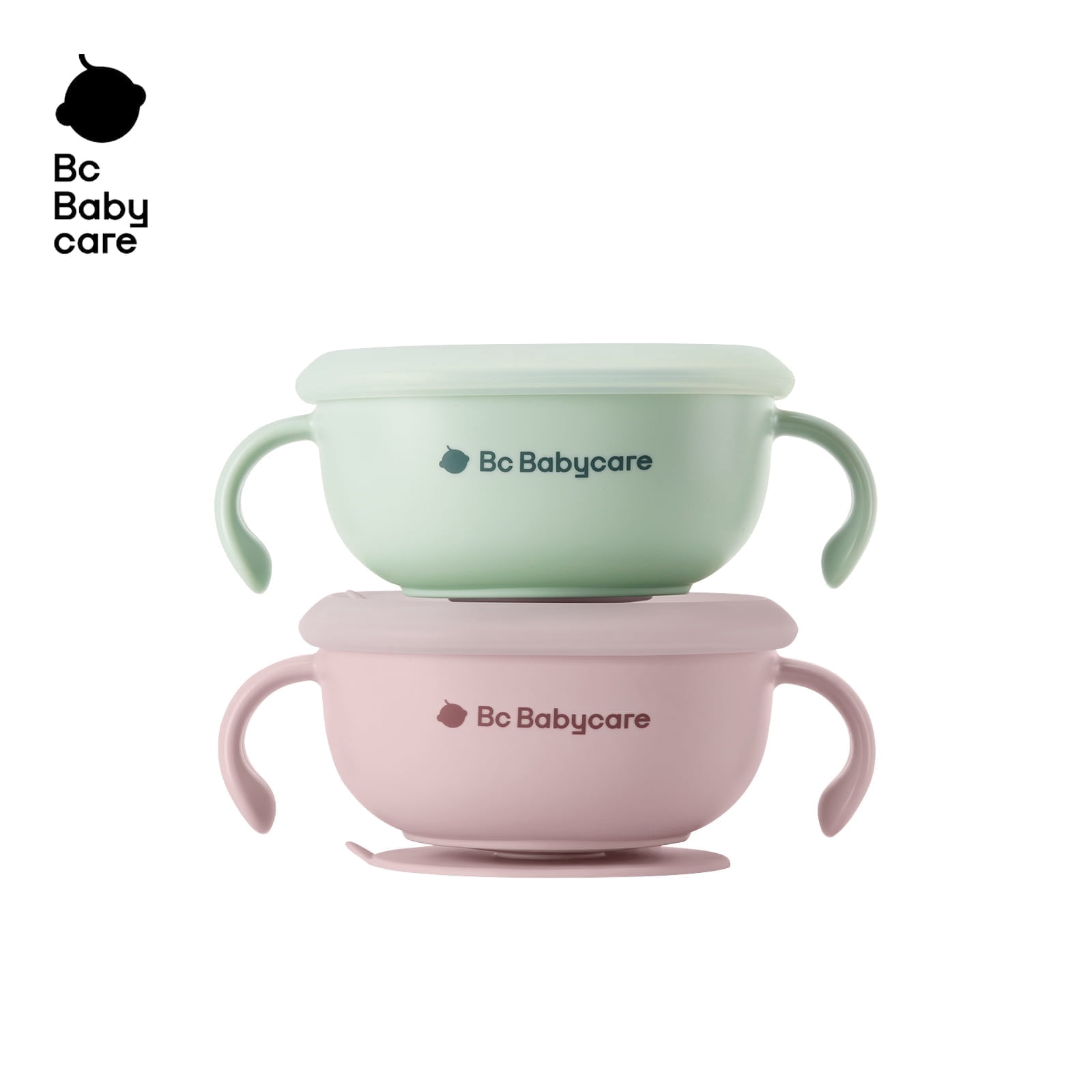 BC Babycare 3-IN-1 Suction Snack Bowl, Baby and Toddler Bowls, BPA-free, Multicolor, Unisex, 2 Pack