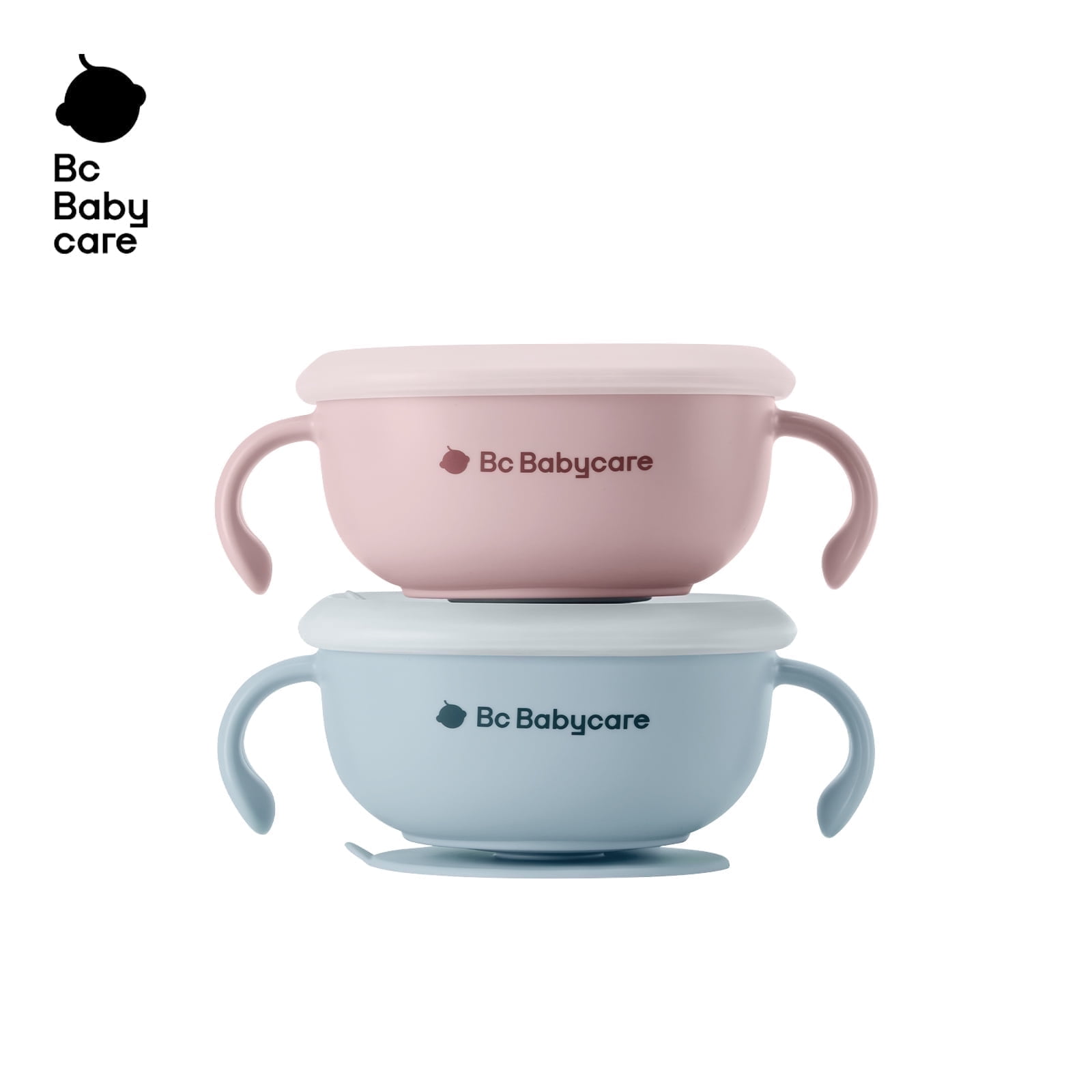 Bc Babycare 3-in-1 Baby Bowls with Suction, Stay Put Silicone Food Bowl for Babies Kids Toddlers Infants, Food Grade Soft Safe BPA-Free, 2 pack