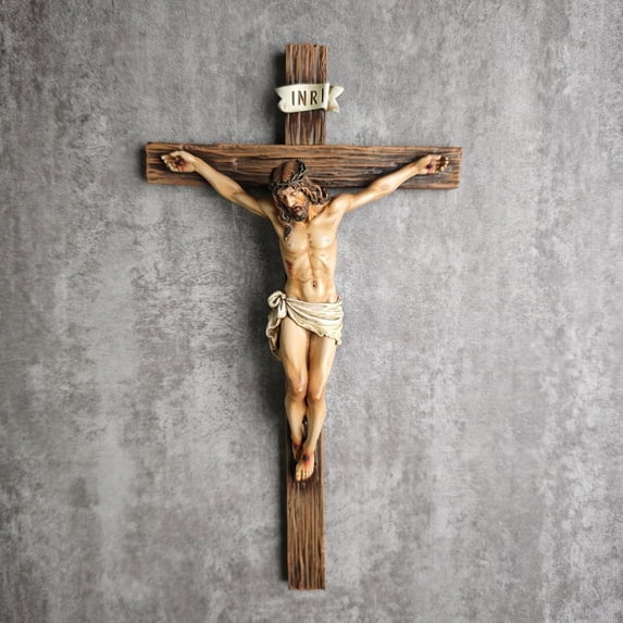 BC Catholic Crucifix Cross, Jesus Inspirational Home Decor, Renaissance Sculpture Handmade by Buildclassic