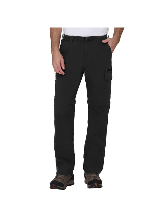 Hiking Convertible Outdoor Cargo Pants for Men (Black, Mx29)