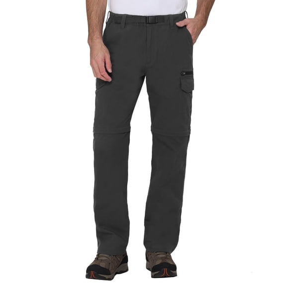 BC Clothing Hiking Convertible Outdoor Cargo Pants for Men (Gray, Lx34)