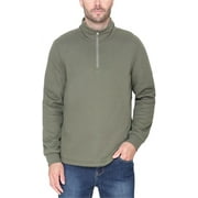 BC CLOTHING Mens Bonded Fleece Lined Body Lined Quarter Zip Pullover Top Green M